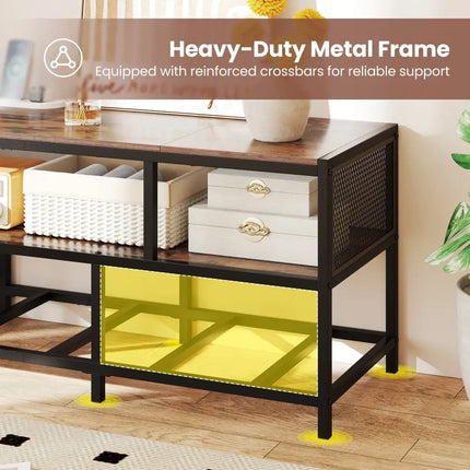 TV Stand for TVs up to 65 Inches with Power Outlets USB Charging-Rustic Brown - Rustic Brown - Entertainment Centers &