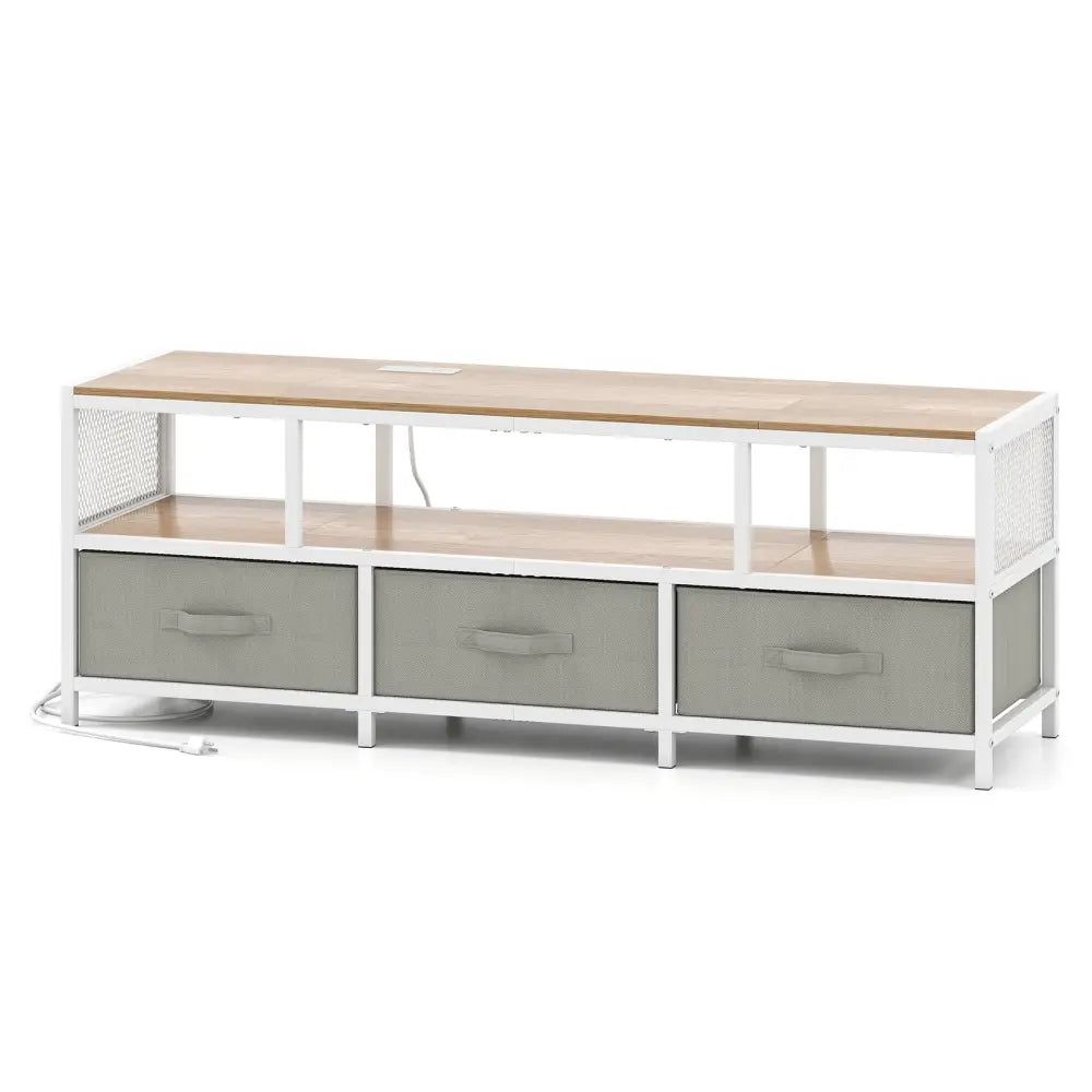 TV Stand for TVs up to 65 Inches with Power Outlets USB Charging-Natural - Natural - Entertainment Centers & TV Stands