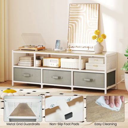 TV Stand for TVs up to 65 Inches with Power Outlets USB Charging-Natural - Natural - Entertainment Centers & TV Stands