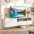 TV Stand for TVs up to 70’’ with Storage Cabinet and Raised Metal Legs-White - White - Entertainment Centers & TV Stands