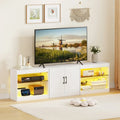 TV Stand for TVs up to 85 Inches LED Entertainment Center with Power Outlets-White - White - Entertainment Centers & TV