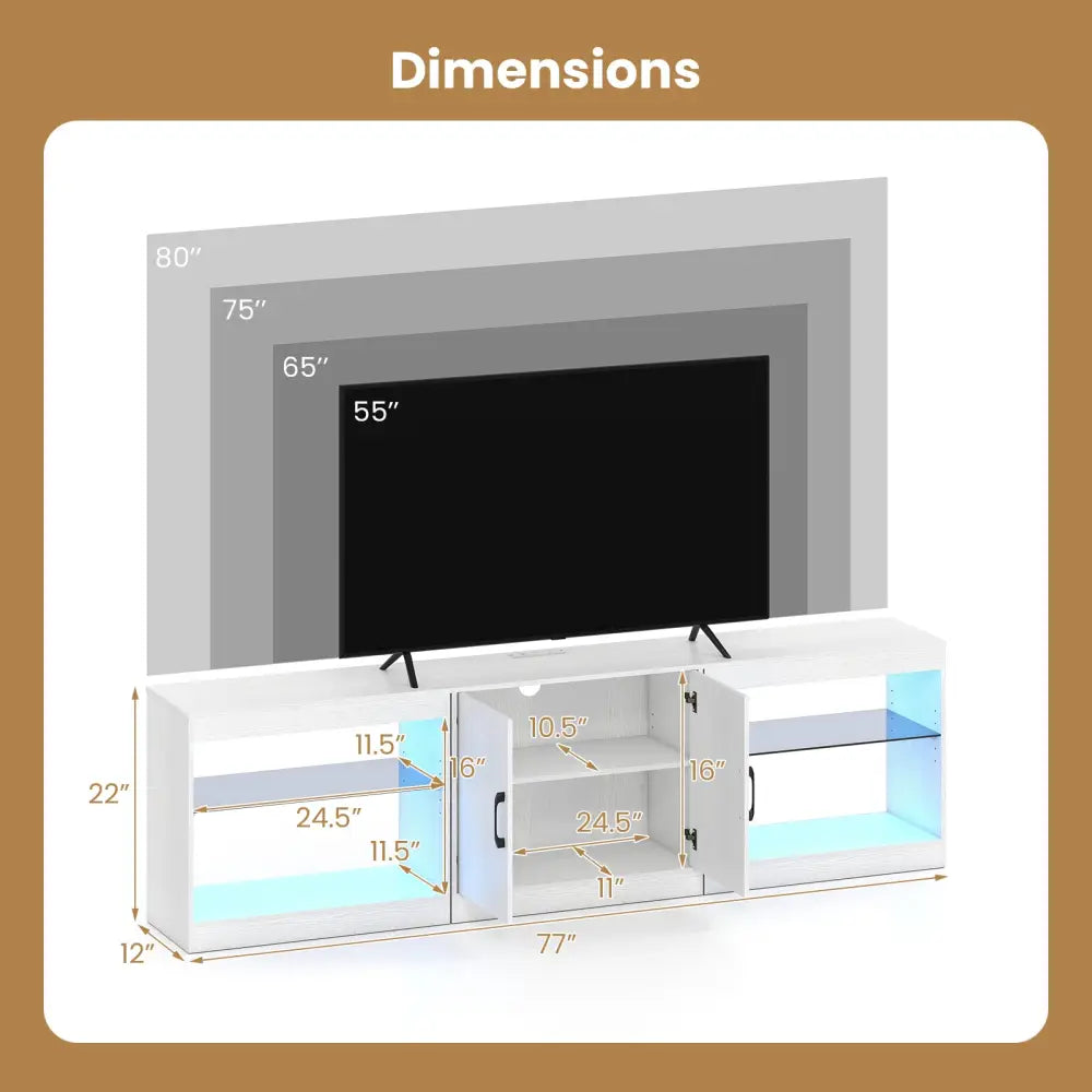 TV Stand for TVs up to 85 Inches LED Entertainment Center with Power Outlets-White - White - Entertainment Centers & TV