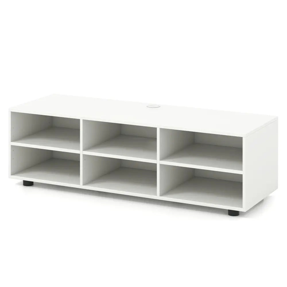 TV Stand for TV up to 55 Inch with 6 Storage Compartments-White - White - Entertainment Centers & TV Stands