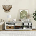 TV Stand for TV up to 55 Inch with 6 Storage Compartments-White - White - Entertainment Centers & TV Stands