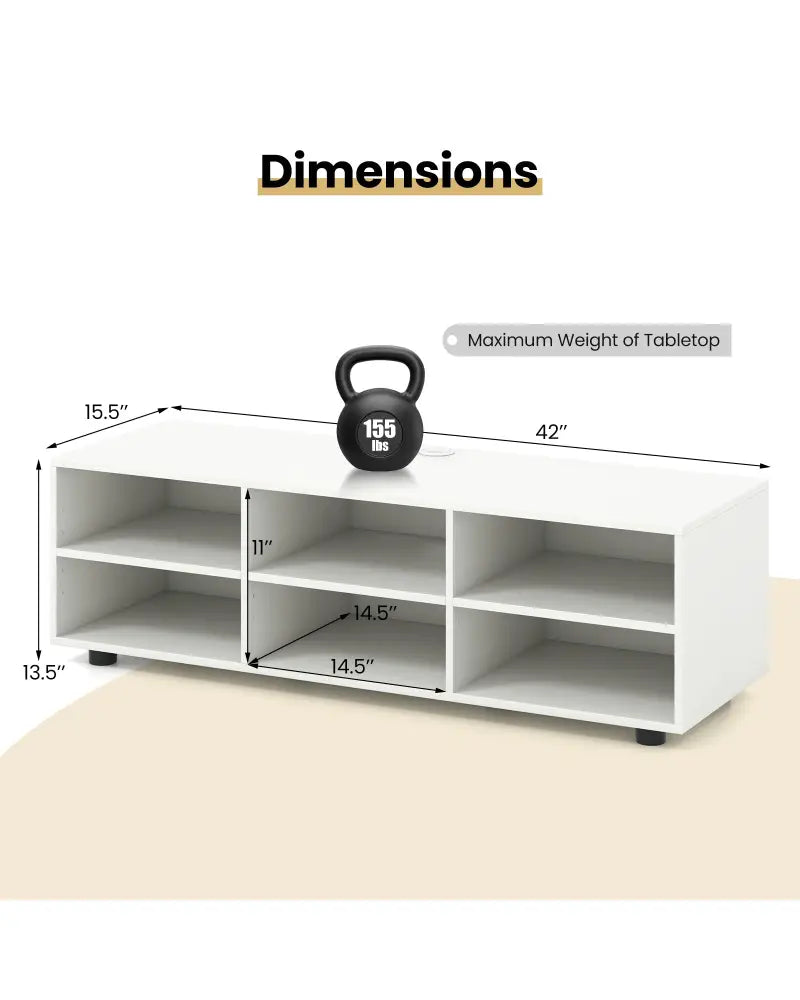 TV Stand for TV up to 55 Inch with 6 Storage Compartments-White - White - Entertainment Centers & TV Stands