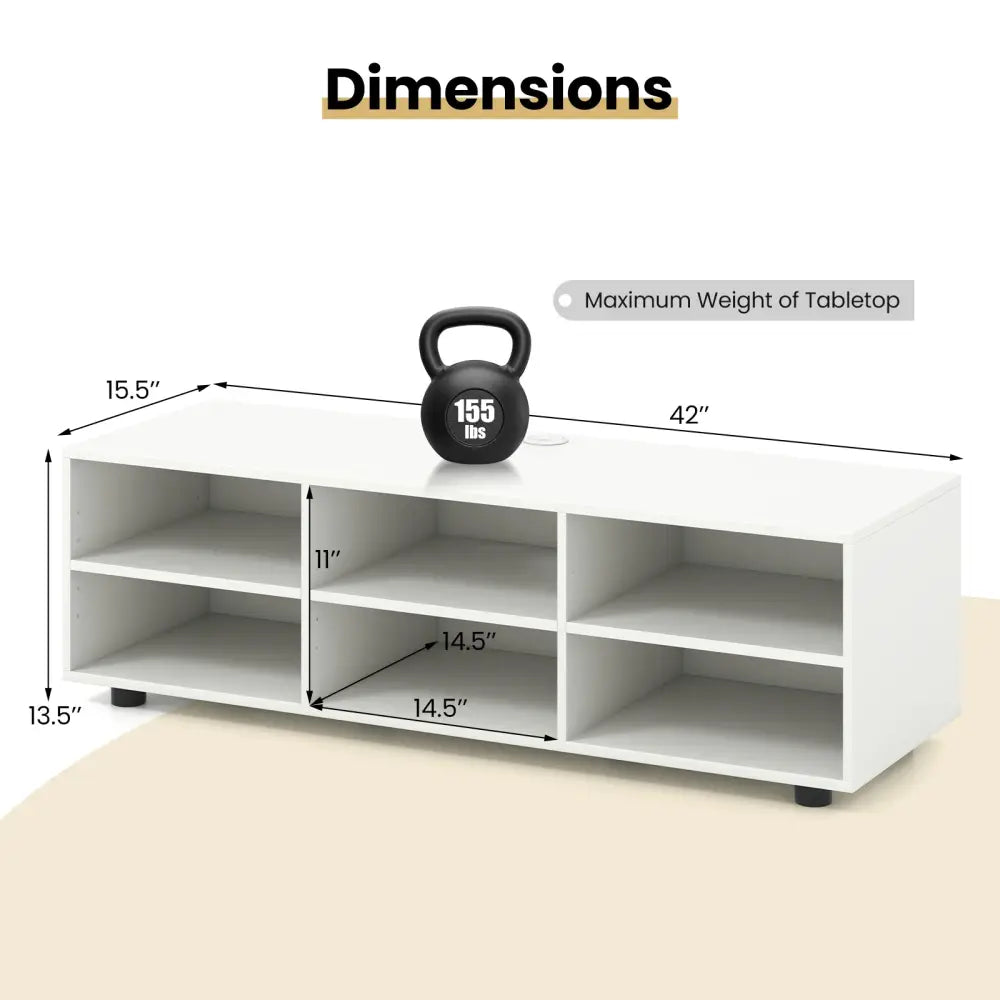 TV Stand for TV up to 55 Inch with 6 Storage Compartments-White - White - Entertainment Centers & TV Stands