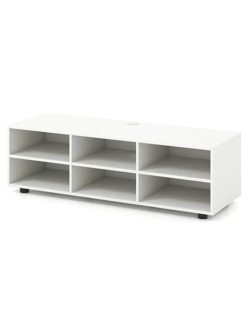 TV Stand for TV up to 55 Inch with 6 Storage Compartments-White - White - Entertainment Centers & TV Stands