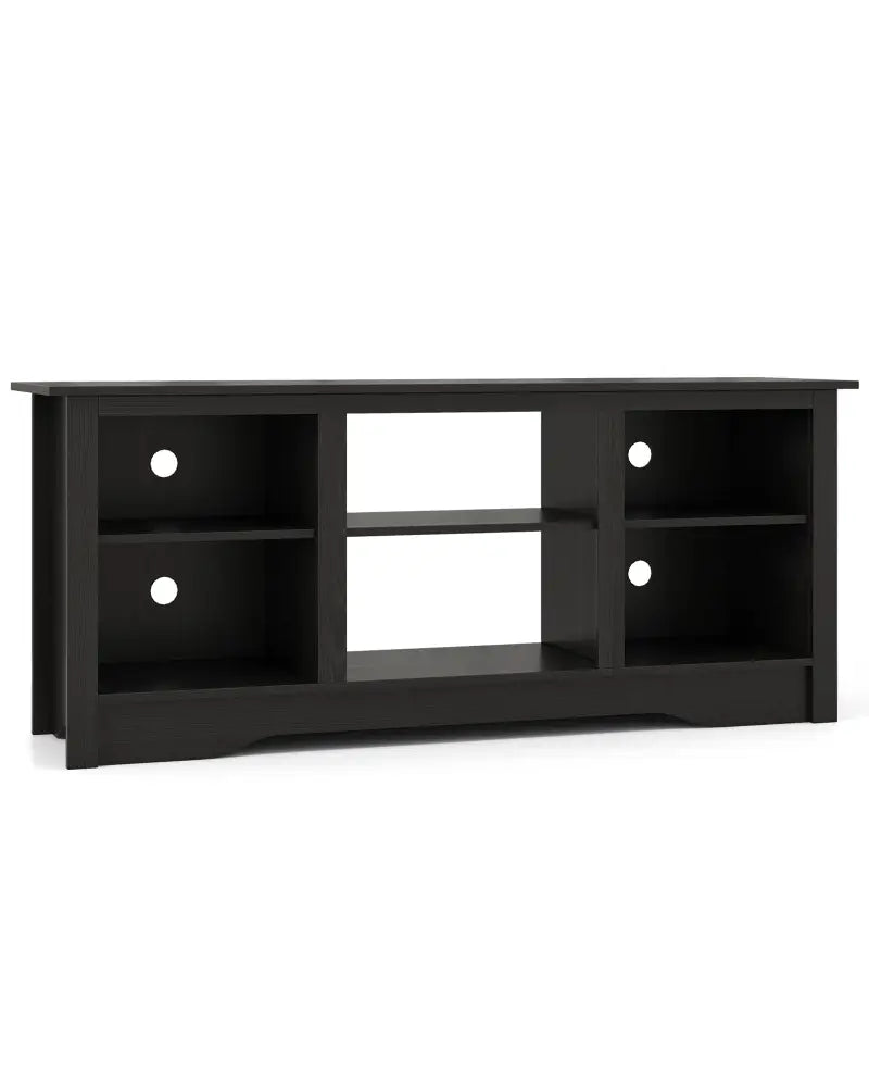 TV Stand for up to 65 Inch Flat Screen TVs with Adjustable Shelves for 18 Inch Electric Fireplace (Not Included)-Black