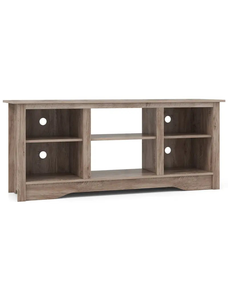 TV Stand for up to 65 Inch Flat Screen TVs with Adjustable Shelves for 18 Inch Electric Fireplace (Not Included)-Gray