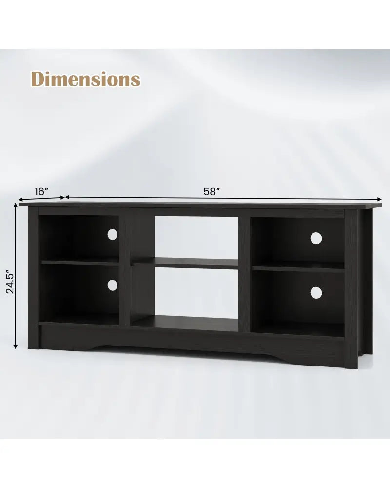 TV Stand for up to 65 Inch Flat Screen TVs with Adjustable Shelves for 18 Inch Electric Fireplace (Not Included)-Black