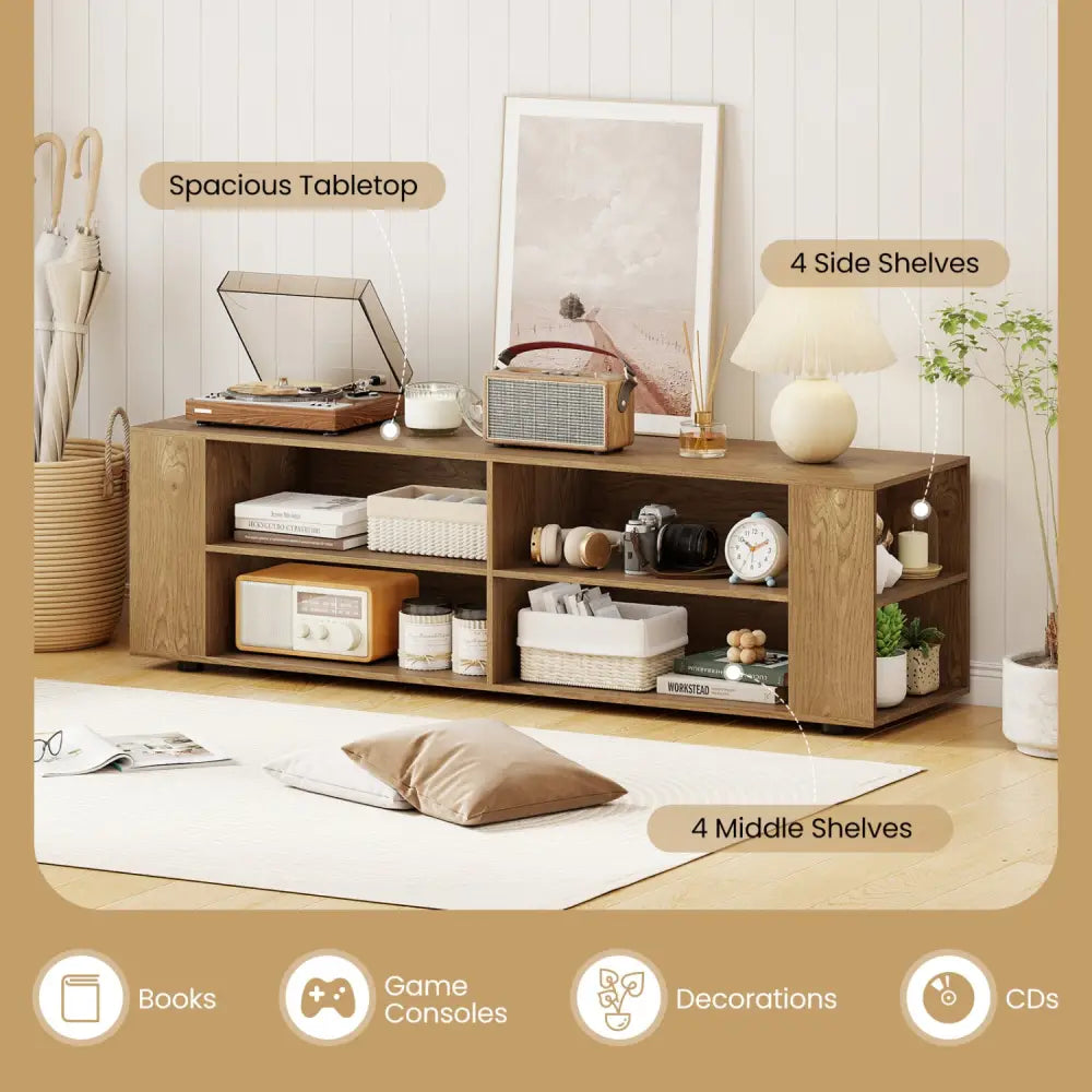 TV Stand Modern Wood Storage Console Entertainment Center-Natural - Natural - Entertainment Centers & TV Stands