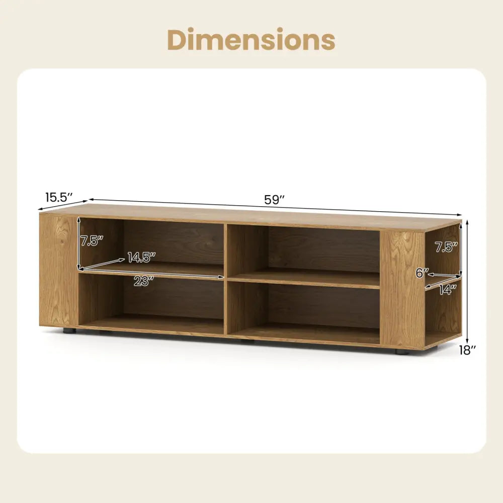 TV Stand Modern Wood Storage Console Entertainment Center-Natural - Natural - Entertainment Centers & TV Stands