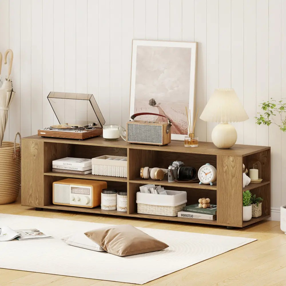 TV Stand Modern Wood Storage Console Entertainment Center-Natural - Natural - Entertainment Centers & TV Stands