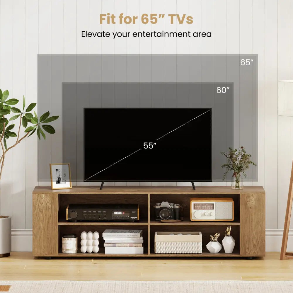 TV Stand Modern Wood Storage Console Entertainment Center-Natural - Natural - Entertainment Centers & TV Stands