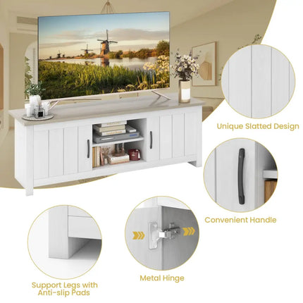 TV Stand with 2 Cabinets and Open Shelves for TVs up to 65 Inch-Natural - Natural - Living Room