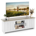 TV Stand with 2 Cabinets and Open Shelves for TVs up to 65 Inch-Natural - Natural - Entertainment Centers & TV Stands