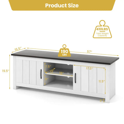 TV Stand with 2 Cabinets and Open Shelves for TVs up to 65 Inches-Black - Dark Brown - Living Room
