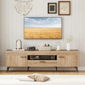 TV Stand with 2 Cabinets and Storage Drawer for 65 Inches TVs-Oak - Oak - Entertainment Centers & TV Stands