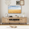 TV Stand with 2 Cabinets and Storage Drawer for 65 Inches TVs-Oak - Oak - Entertainment Centers & TV Stands