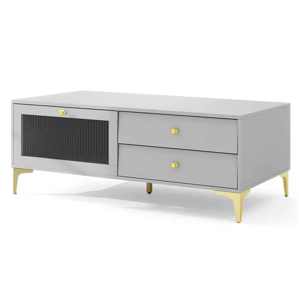 TV Stand with Compartment and Drawers for 55 Inch TV-Gray - Gray - Entertainment Centers & TV Stands
