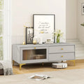 TV Stand with Compartment and Drawers for 55 Inch TV-Gray - Gray - Entertainment Centers & TV Stands