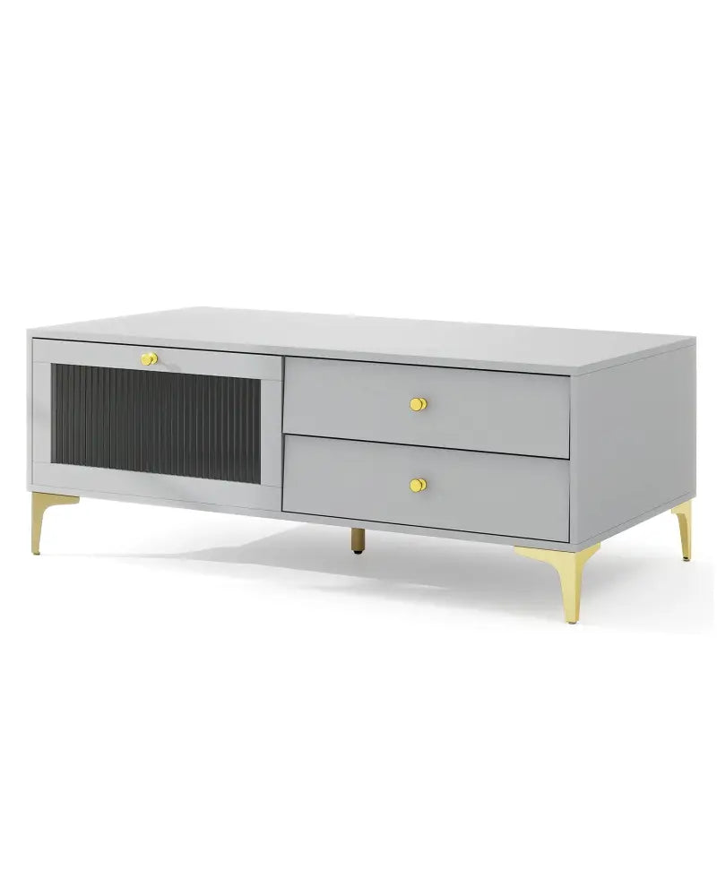 TV Stand with Compartment and Drawers for 55 Inch TV-Gray - Gray - Entertainment Centers & TV Stands