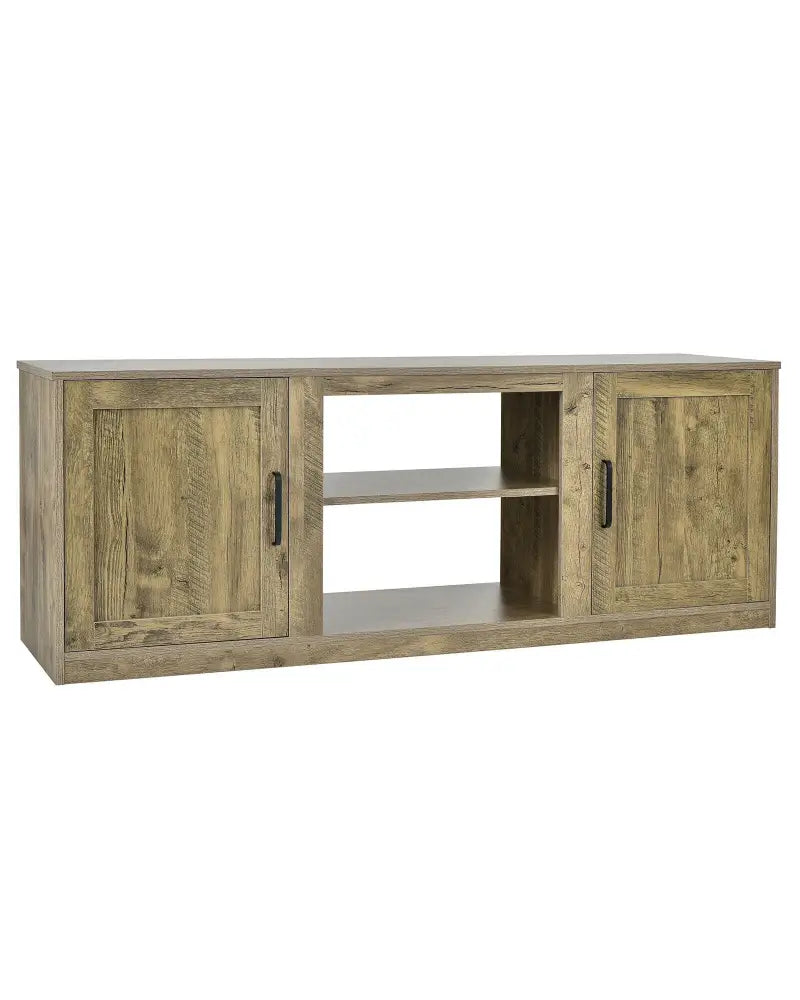 TV Stand with Double Barn Doors for TVs up to 65 Inch-Natural - Natural - Entertainment Centers & TV Stands