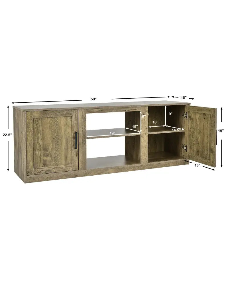 TV Stand with Double Barn Doors for TVs up to 65 Inch-Natural - Natural - Entertainment Centers & TV Stands