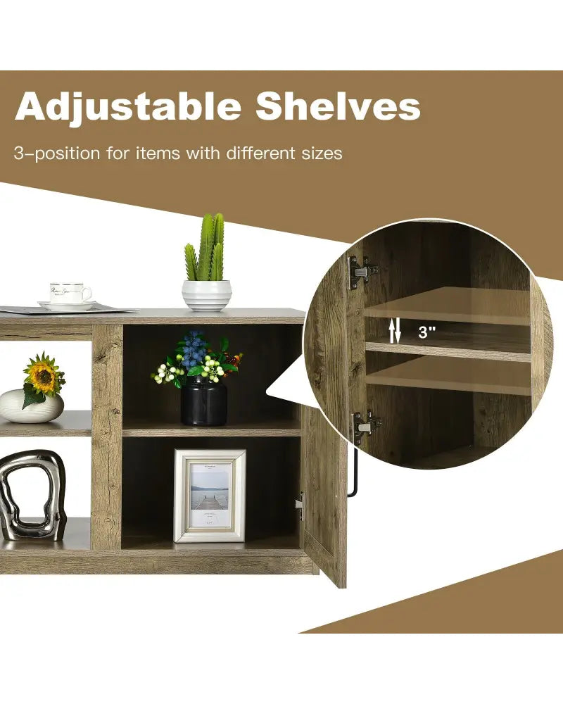 TV Stand with Double Barn Doors for TVs up to 65 Inch-Natural - Natural - Entertainment Centers & TV Stands