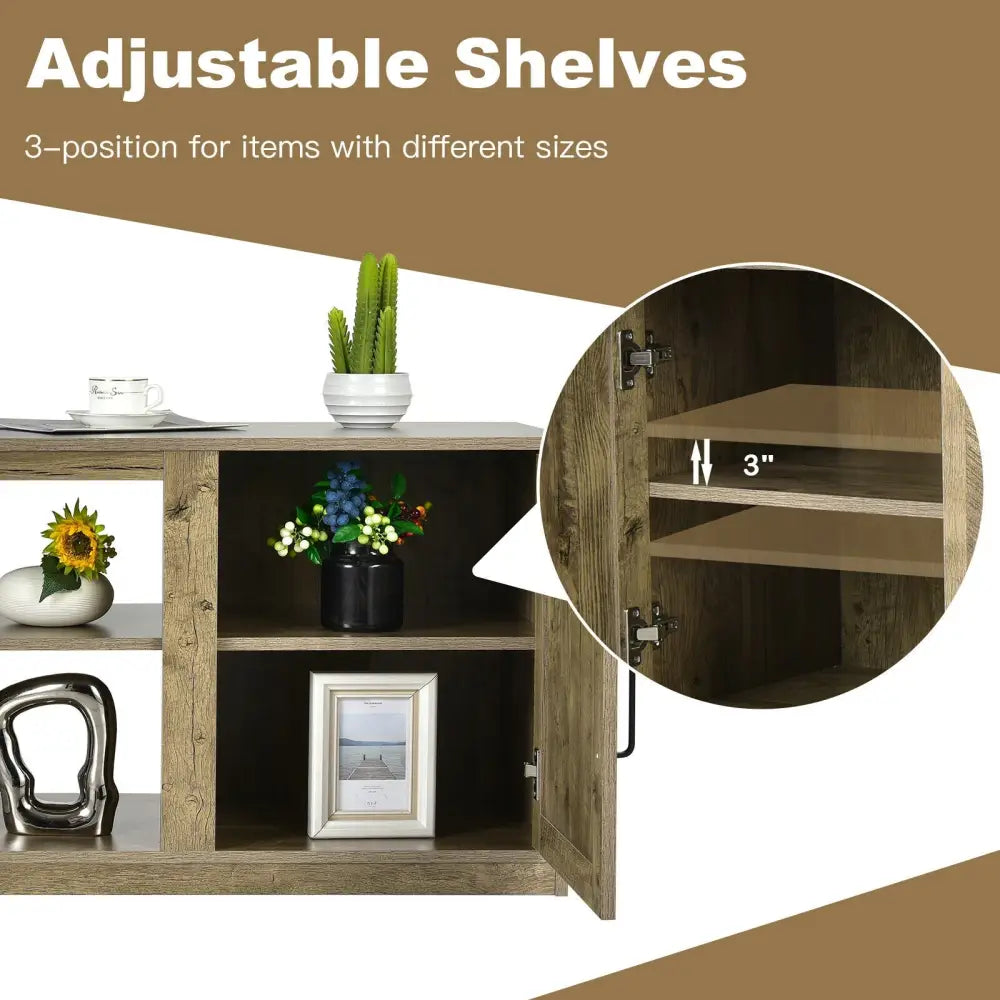 TV Stand with Double Barn Doors for TVs up to 65 Inch-Natural - Natural - Entertainment Centers & TV Stands