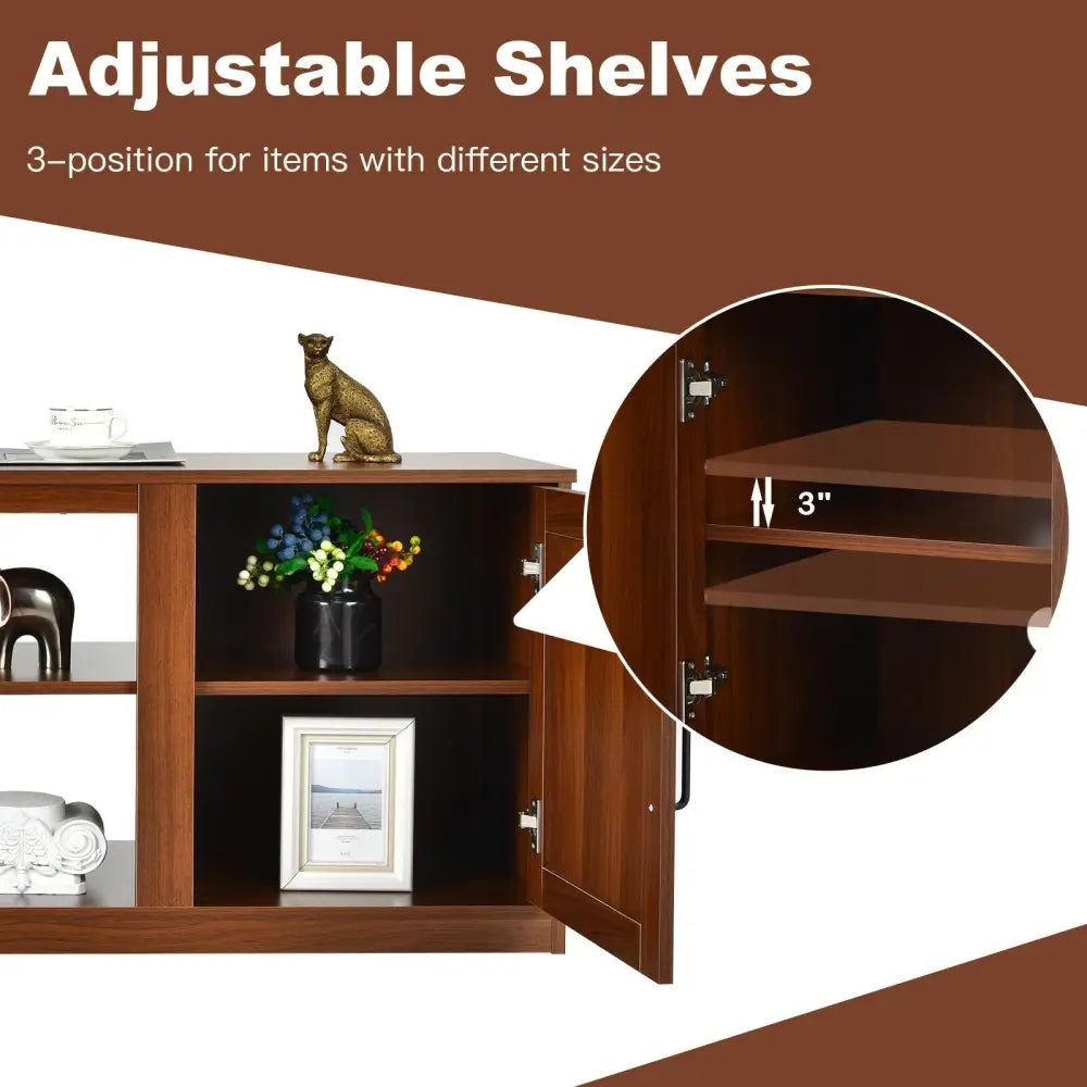 TV Stand with Double Barn Doors for TVs up to 65 Inch-Vintage - Walnut - Entertainment Centers & TV Stands
