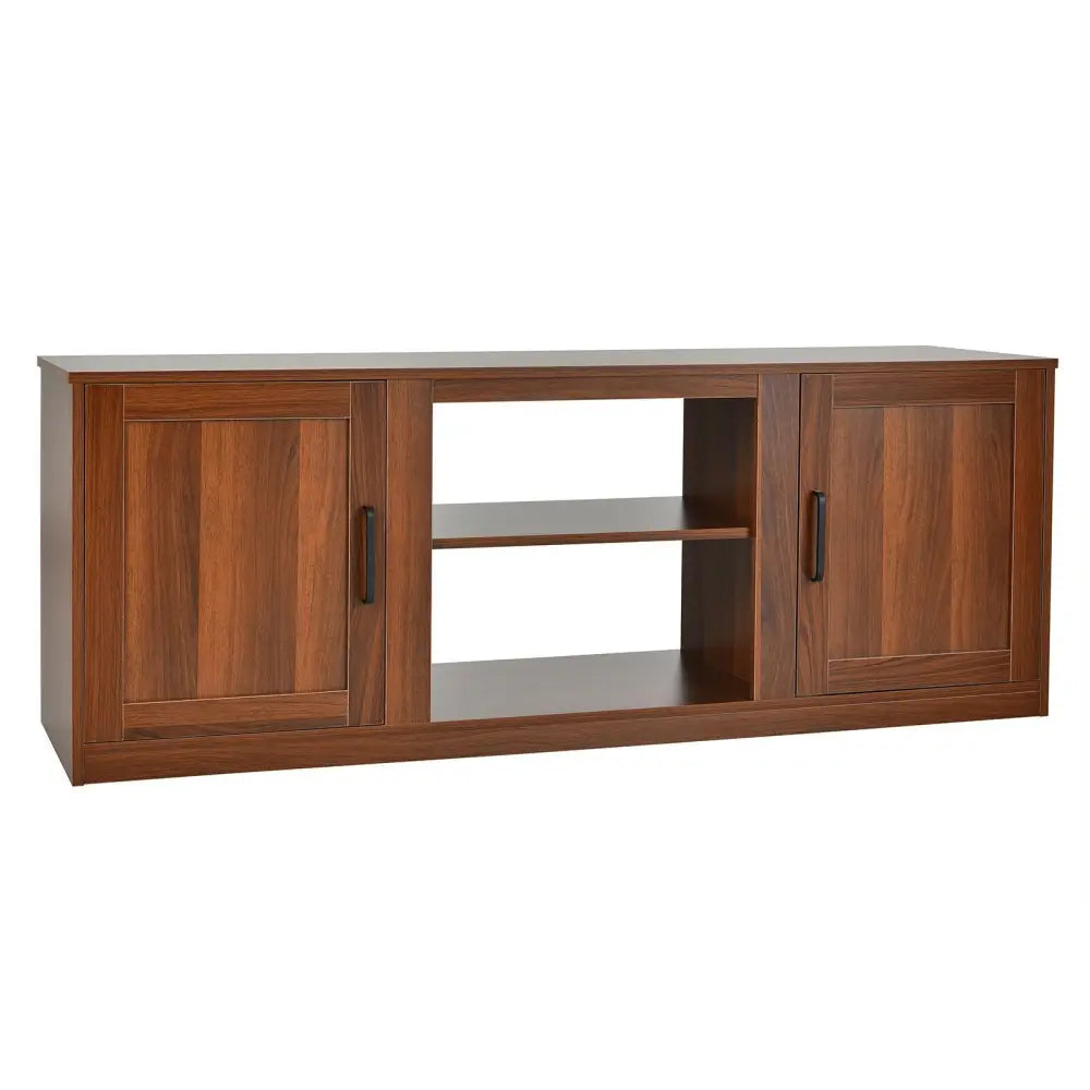 TV Stand with Double Barn Doors for TVs up to 65 Inch-Vintage - Walnut - Entertainment Centers & TV Stands