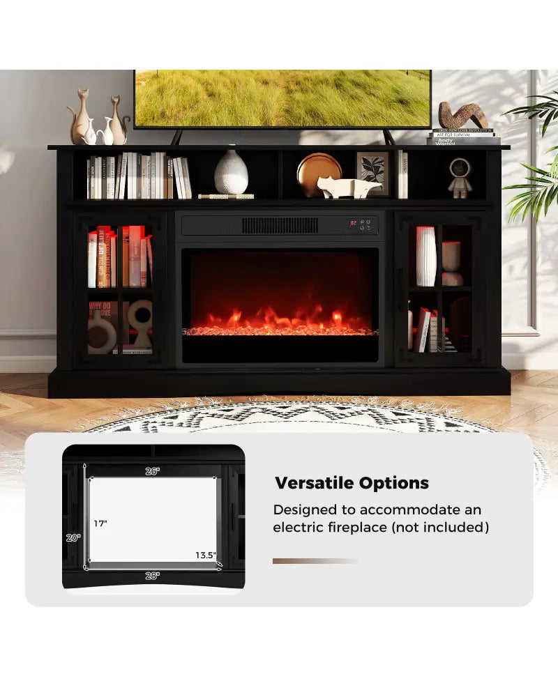 TV Stand with LED Lights and Remote Control-Black - Black - Entertainment Centers & TV Stands