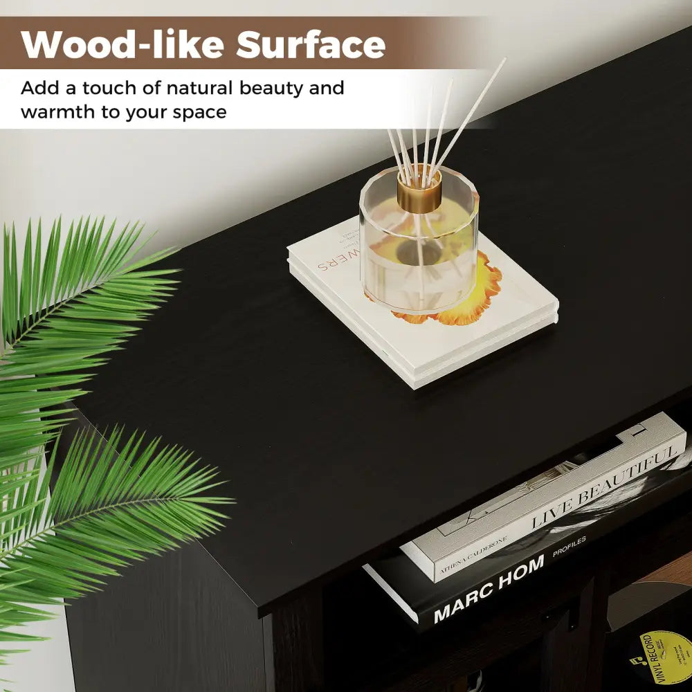 TV Stand with LED Lights and Remote Control-Black - Black - Entertainment Centers & TV Stands