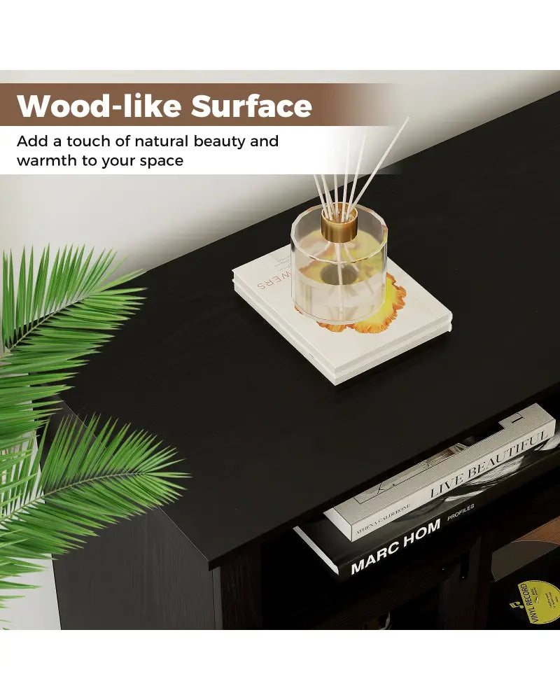 TV Stand with LED Lights and Remote Control-Black - Black - Entertainment Centers & TV Stands