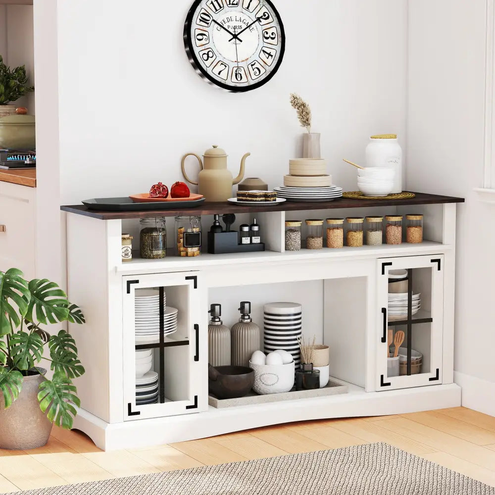 TV Stand with LED Lights and Remote Control-White - White - Entertainment Centers & TV Stands