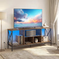 TV Stand with LED Lights for 65 Inch TV Entertainment Center with Power Outlets-Brown - Brown - Entertainment Centers &