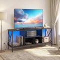 TV Stand with LED Lights for 65 Inch TV Entertainment Center with Power Outlets-Black - Black - Entertainment Centers &