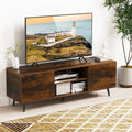 TV Stand with Power Outlets and Adjustable Shelf for 60 Inch TVs-Rustic Brown - Rustic Brown - Entertainment Centers &