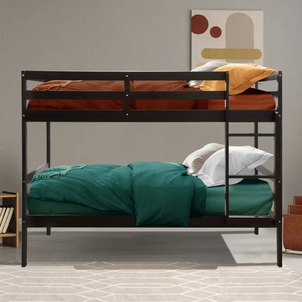 Twin Bunk Bed Children Wooden Bunk Beds Solid Hardwood-Brown - Brown - Bunk Bed Frame
