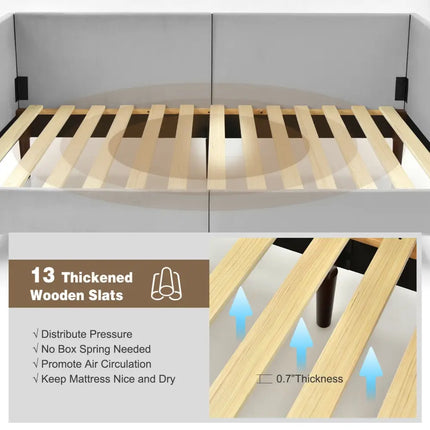 Twin Daybed Heavy Duty Wooden Sofa Bed Frame-Gray - Gray - Trundle Bed Frame