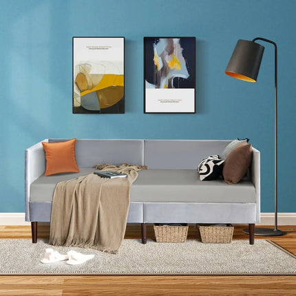 Twin Daybed Heavy Duty Wooden Sofa Bed Frame-Gray - Gray - Trundle Bed Frame