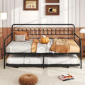 Twin Daybed with Curved Backrest and Armrests-Black - Black - Trundle Bed Frame