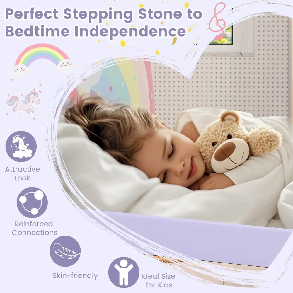 Twin Floor Bed Frame Upholstered Twin Size Kids Floor Bed with 210D Oxford Cloth Floor Mat-Purple - Purple - Toddler