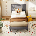 Twin/Full/Queen Size Bed Frame Modern Platform Bed with Linen Fabric Upholstered Headboard-Twin - Gray - Simple Bed