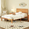 Twin/Full/Queen Size Bed Frame with Headboard and Storage Space-Full Size - Natural - Simple Bed Frame