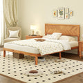 Twin/Full/Queen Size Bed Frame with Headboard and Storage Space-Queen Size - Natural - Simple Bed Frame