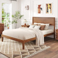 Twin/Full/Queen Size Bed Frame with Headboard and Wooden Slats Support-Full Size - Walnut - Simple Bed Frame