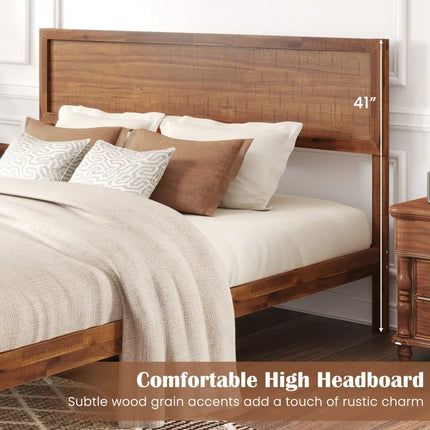 Twin/Full/Queen Size Bed Frame with Headboard and Wooden Slats Support-Queen Size - Walnut - Simple Bed Frame