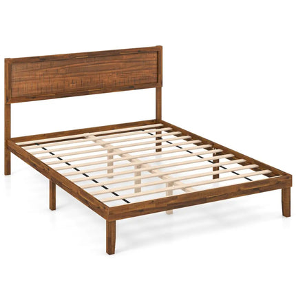 Twin/Full/Queen Size Bed Frame with Headboard and Wooden Slats Support-Queen Size - Walnut - Simple Bed Frame